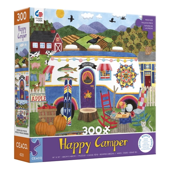 Ceaco 300-Piece Happy Camper Green Mountain Camper Interlocking Jigsaw Puzzle