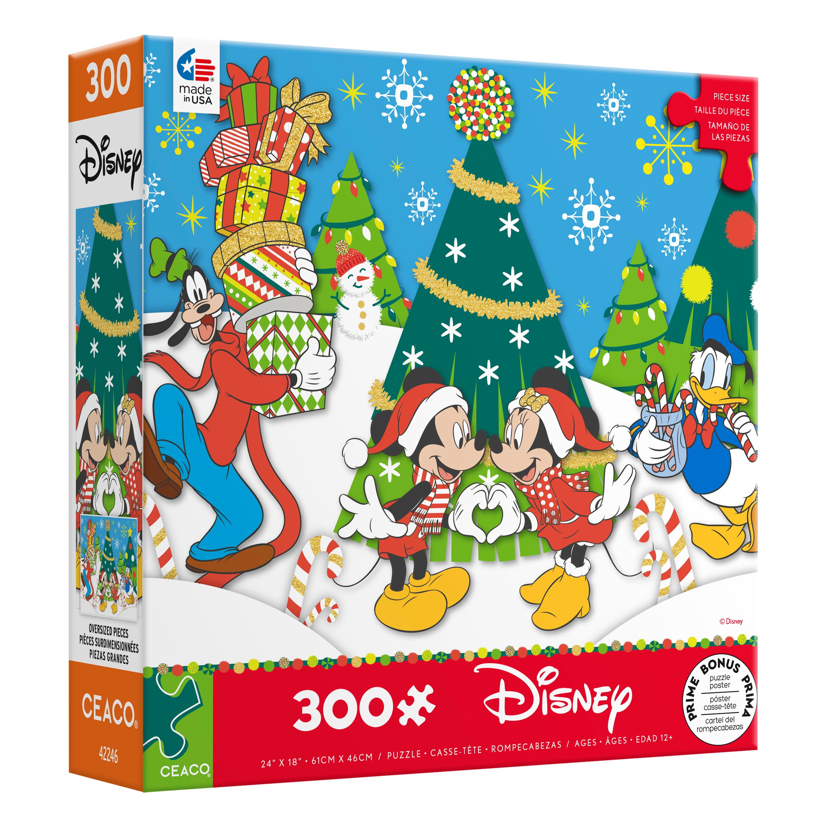 Ceaco 300 Piece Mickey and Minnie Holiday Love Interlocking Jigsaw
