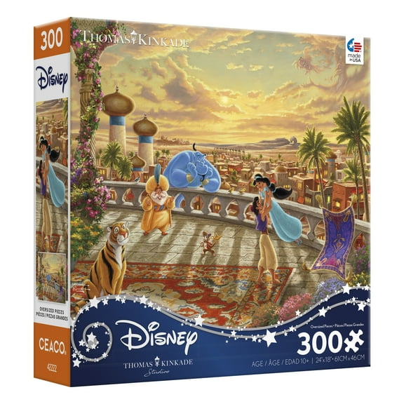 Ceaco 300-Piece Thomas Kinkade Disney Jasmine Dancing in the Desert Sunset Interlocking Jigsaw Puzzle
