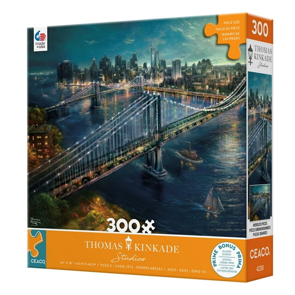 Ceaco 300-Piece Thomas Kinkade Moonlight Over Manhattan Interlocking Jigsaw Puzzle
