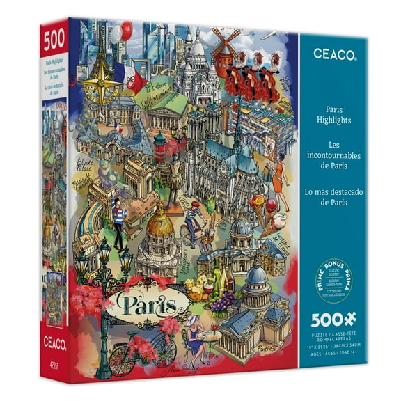 Ceaco 500 Piece Paris Highlights (Maria Rabinky) Interlocking Jigsaw Puzzle
