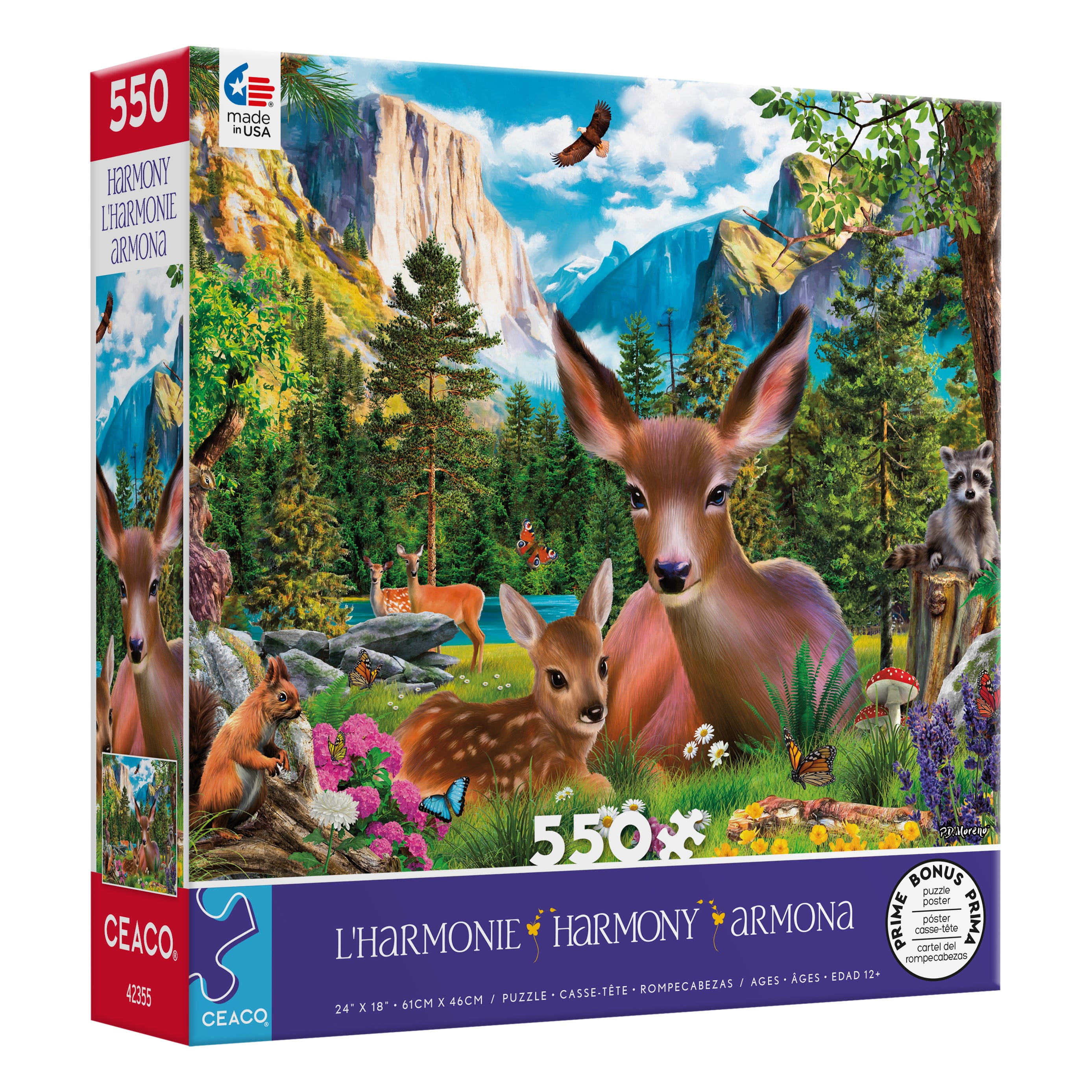 Ceaco 550-Piece Harmony Deer Harmony Interlocking Jigsaw Puzzle