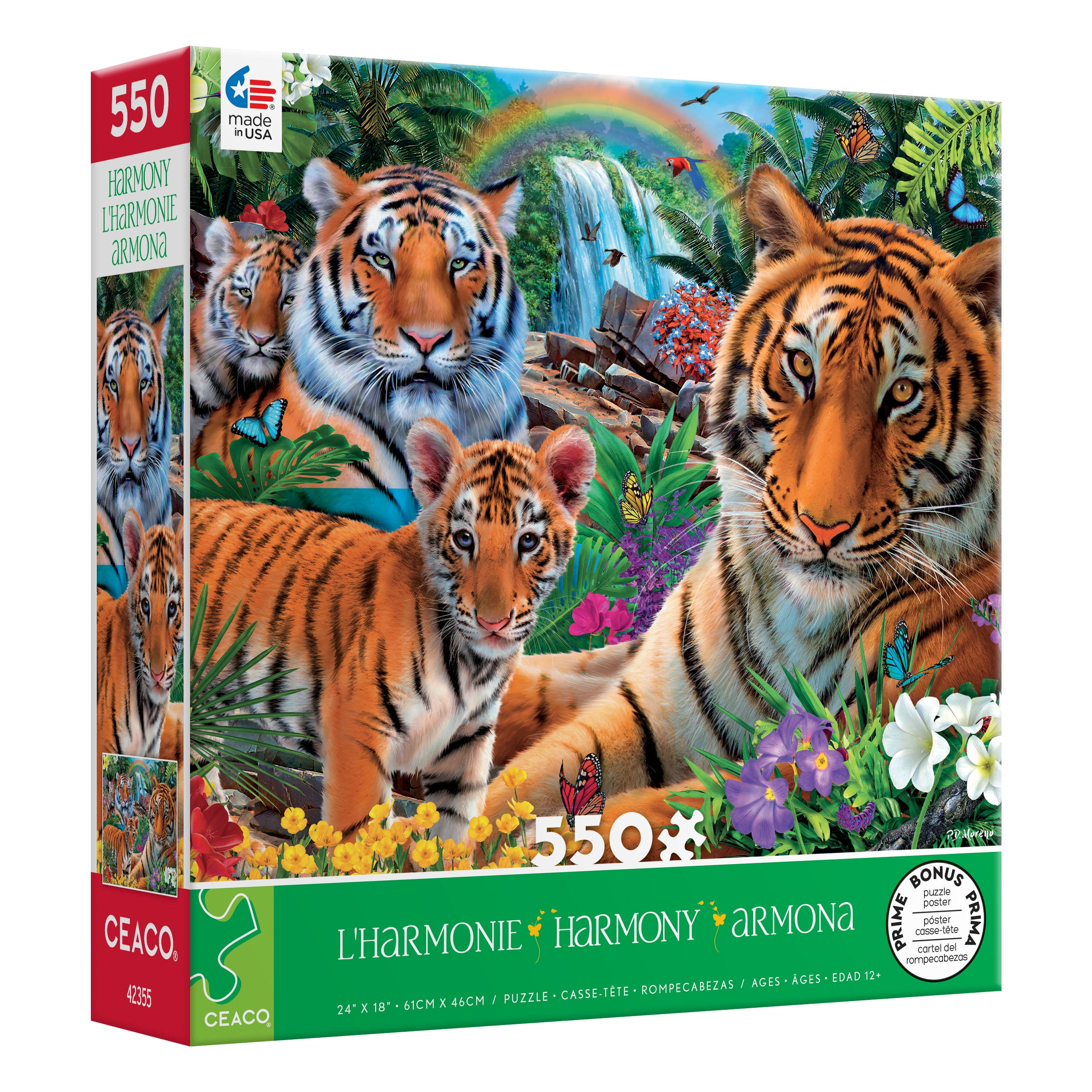 Ceaco 550-Piece Harmony Tiger Family Interlocking Jigsaw Puzzle