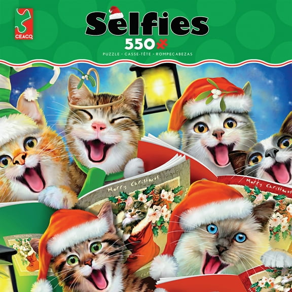 Ceaco 550-Piece Holiday Selfies Caroling Kitties Interlocking Jigsaw Puzzle