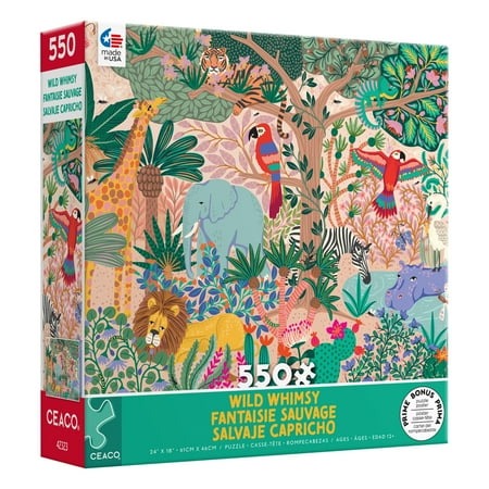 Ceaco 550-Piece Wild Whimsy Magical Jungle Interlocking Jigsaw Puzzle