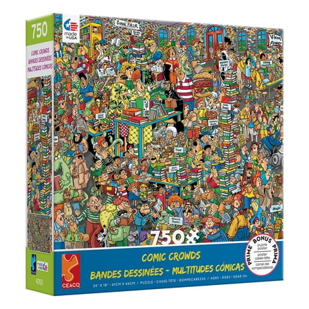 Ceaco 750-Piece Comic Crowds Book Fair Interlocking Jigsaw Puzzle