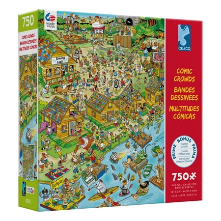 Ceaco 750-Piece Comic Crowds Campsite Interlocking Jigsaw Puzzle