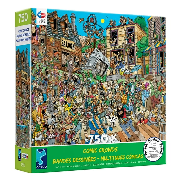 Ceaco 750-Piece Comic Crowds Old West Interlocking Jigsaw Puzzle