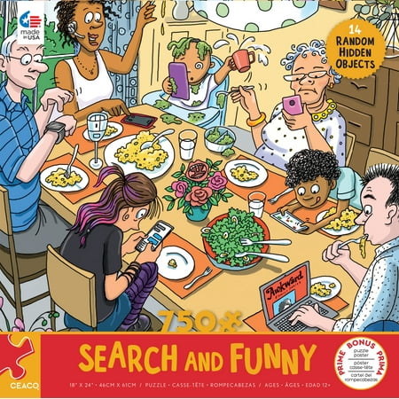 Ceaco 750-Piece Search and Funny Family Dinner Interlocking Jigsaw Puzzle