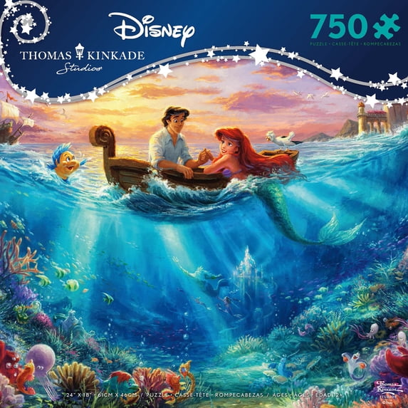 Ceaco 750-Piece Thomas Kinkade Disney Collection Little Mermaid Falling in Love Interlocking Jigsaw Puzzle