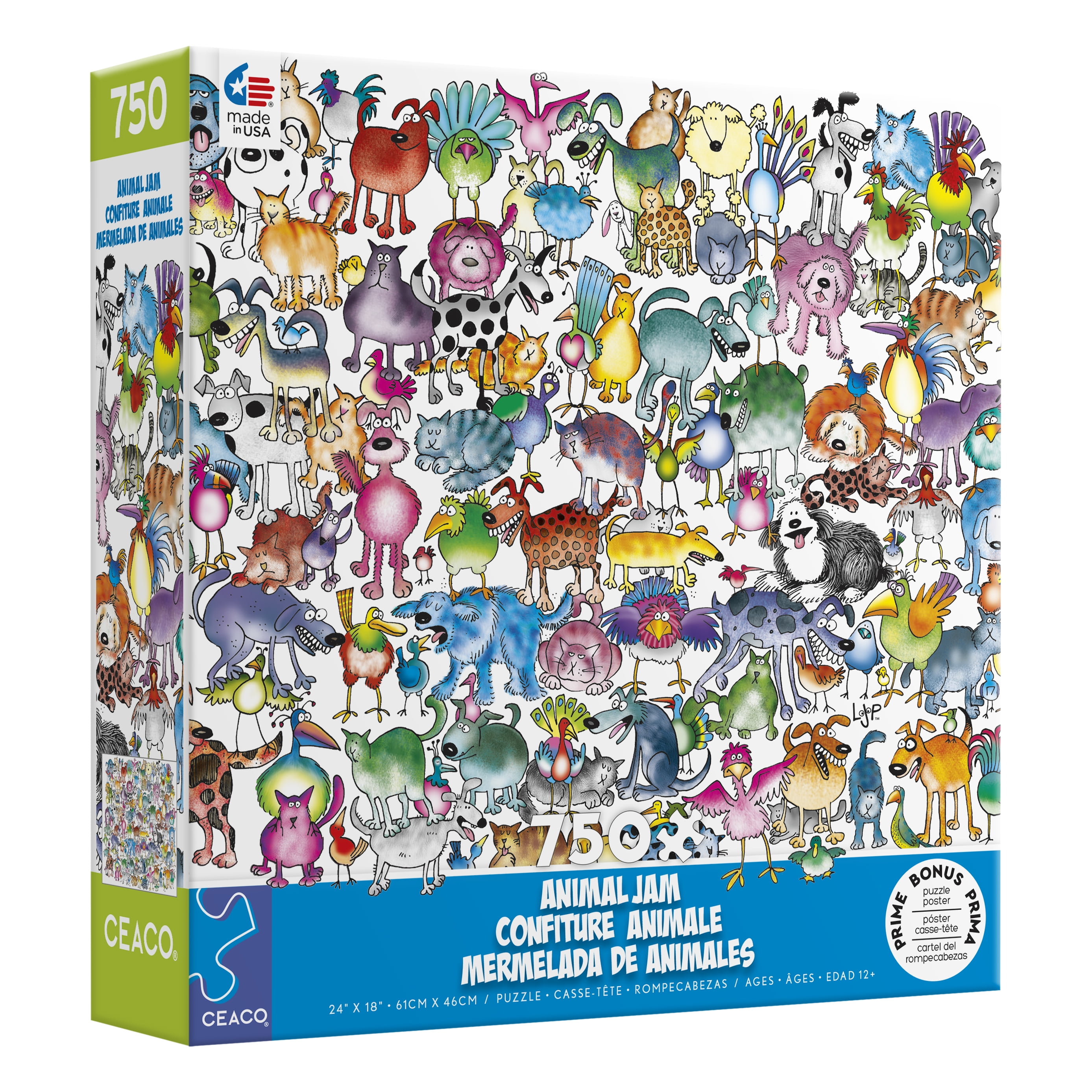 Ceaco - Animal Jam - Cats and Dogs - 750 Piece Jigsaw Puzzle