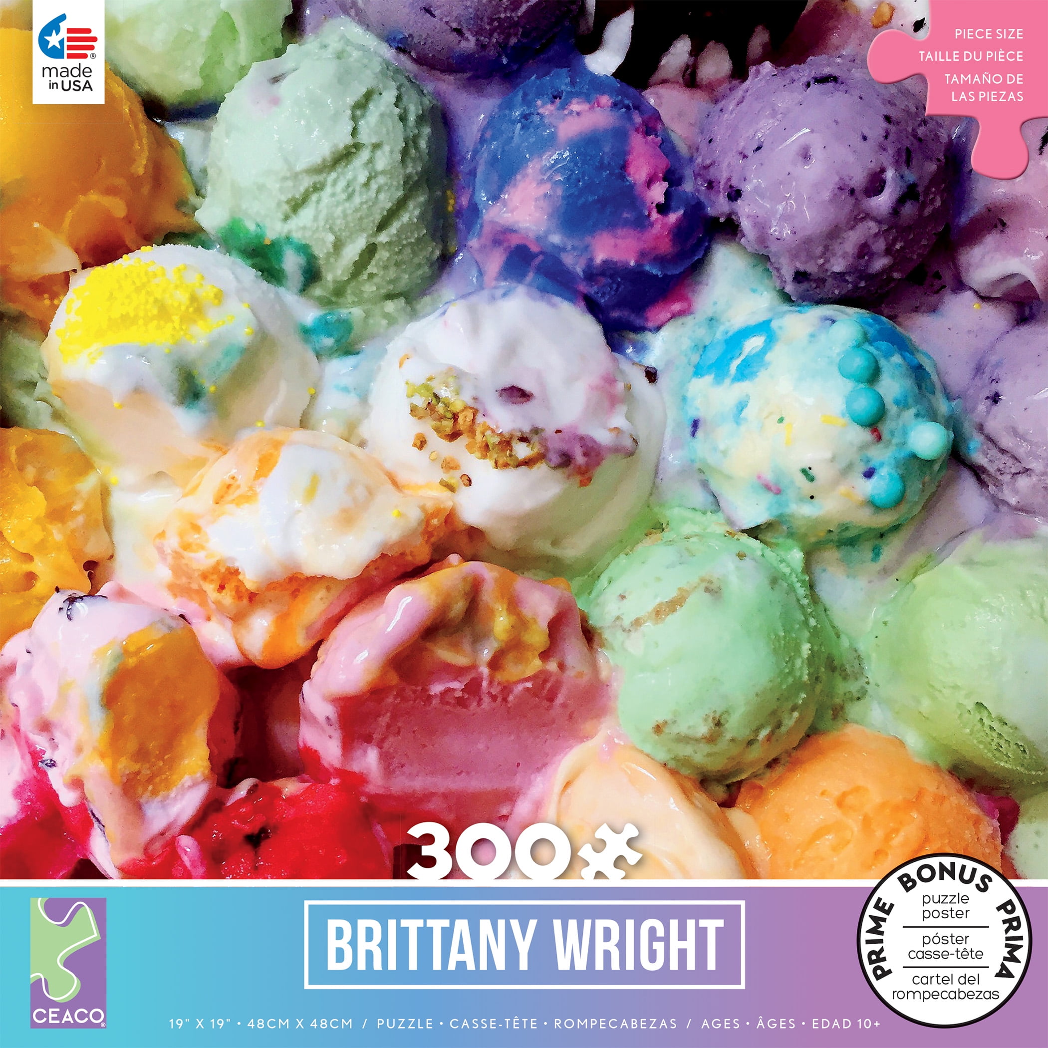 Ceaco Brittany Wright Rainbow Ice Cream Puzzle, 300 Piece