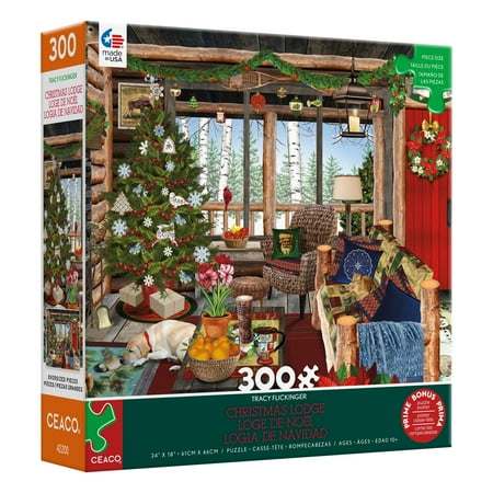 Ceaco - Tracy Flickinger Christmas Lodge - 300 Piece Interlocking Jigsaw Puzzle