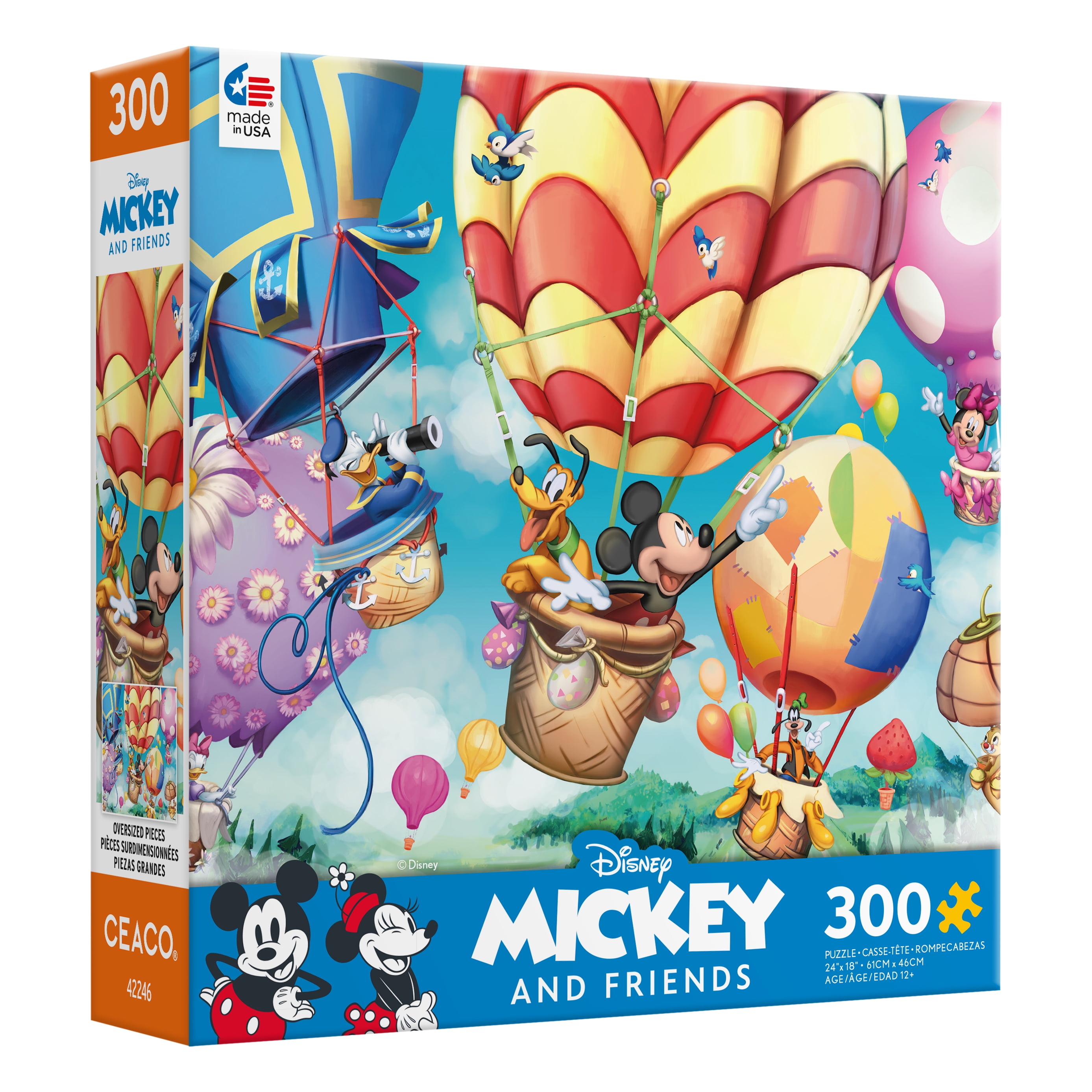 Ceaco Disney Mickey and Friends Hot Air Balloon 300-Piece Interlocking Jigsaw Puzzle for Children Ages 12+