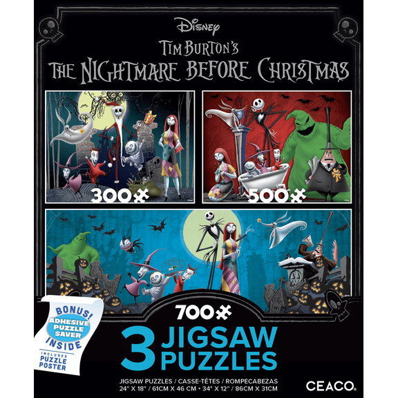 Ceaco Disney Nightmare Before Christmas Three Interlocking Jigsaw Puzzles