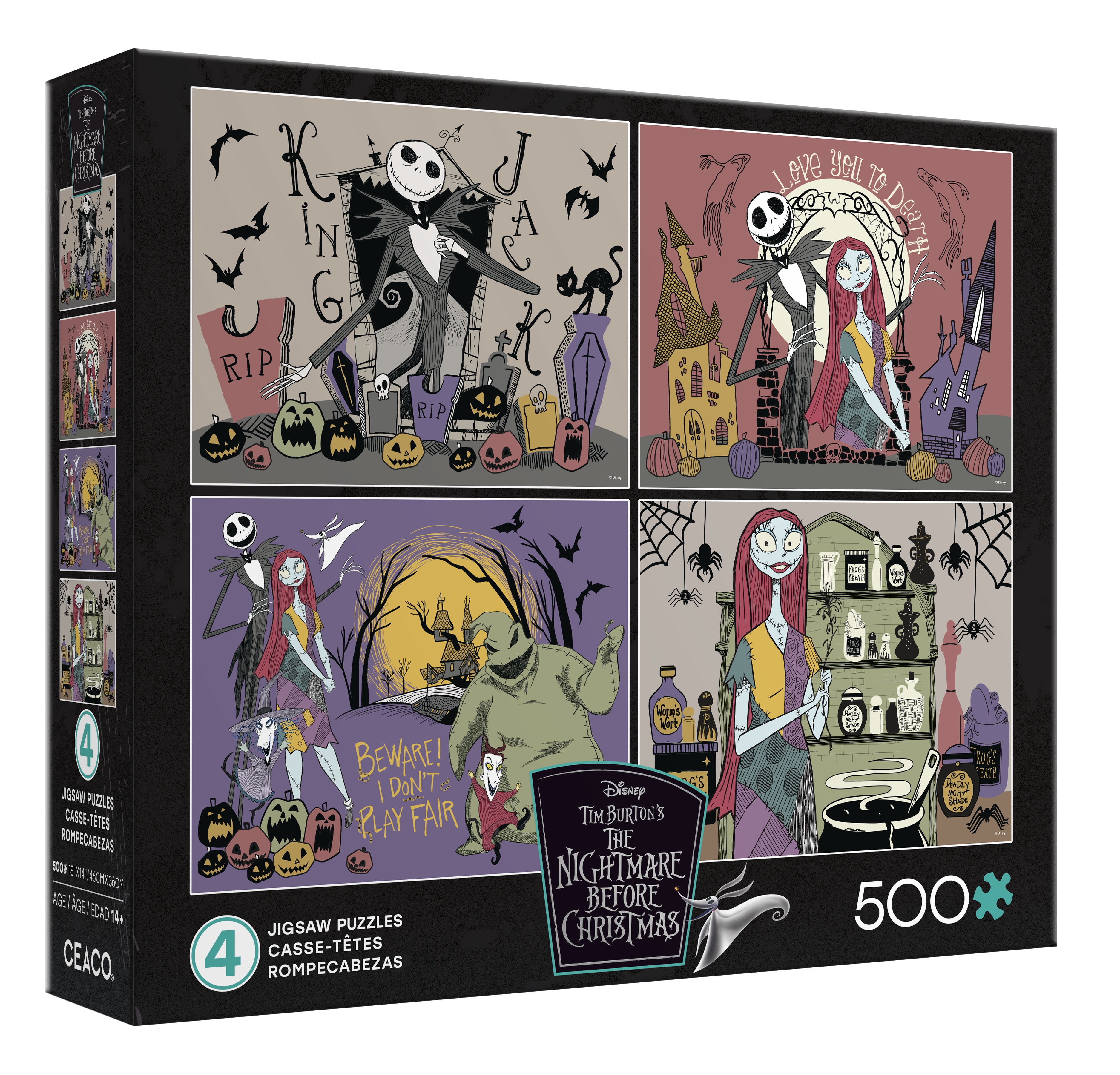 Ceaco Disney Tim Burton's Nightmare Before Christmas Multipack Puzzles 4 Pack Interlocking Jigsaw Puzzle for Adults Ages 14+
