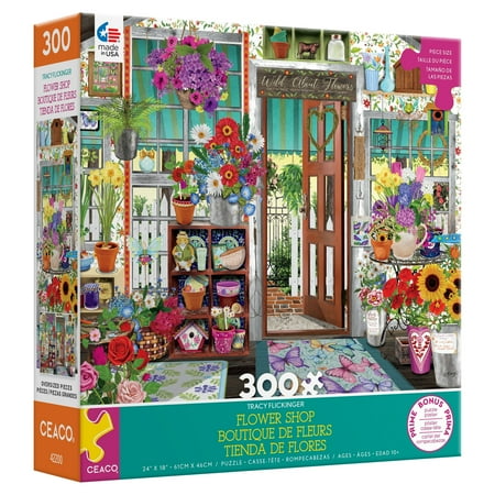 Ceaco - Tracy Flickinger - Flower Shoppe - 300 Piece Oversized Jigsaw Puzzle