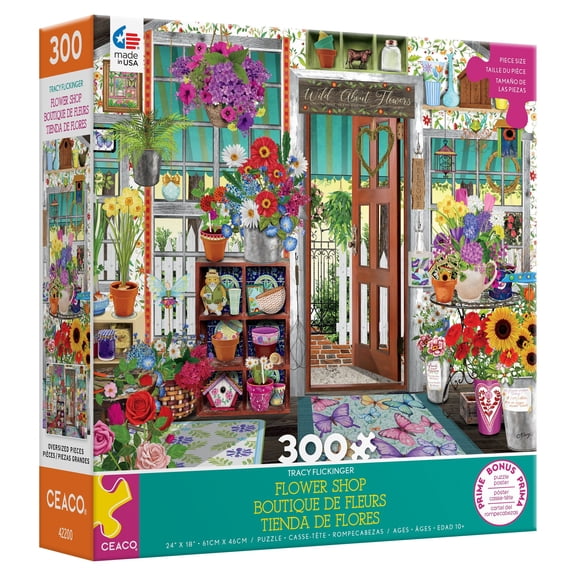 Ceaco - Tracy Flickinger - Flower Shoppe - 300 Piece Oversized Jigsaw Puzzle