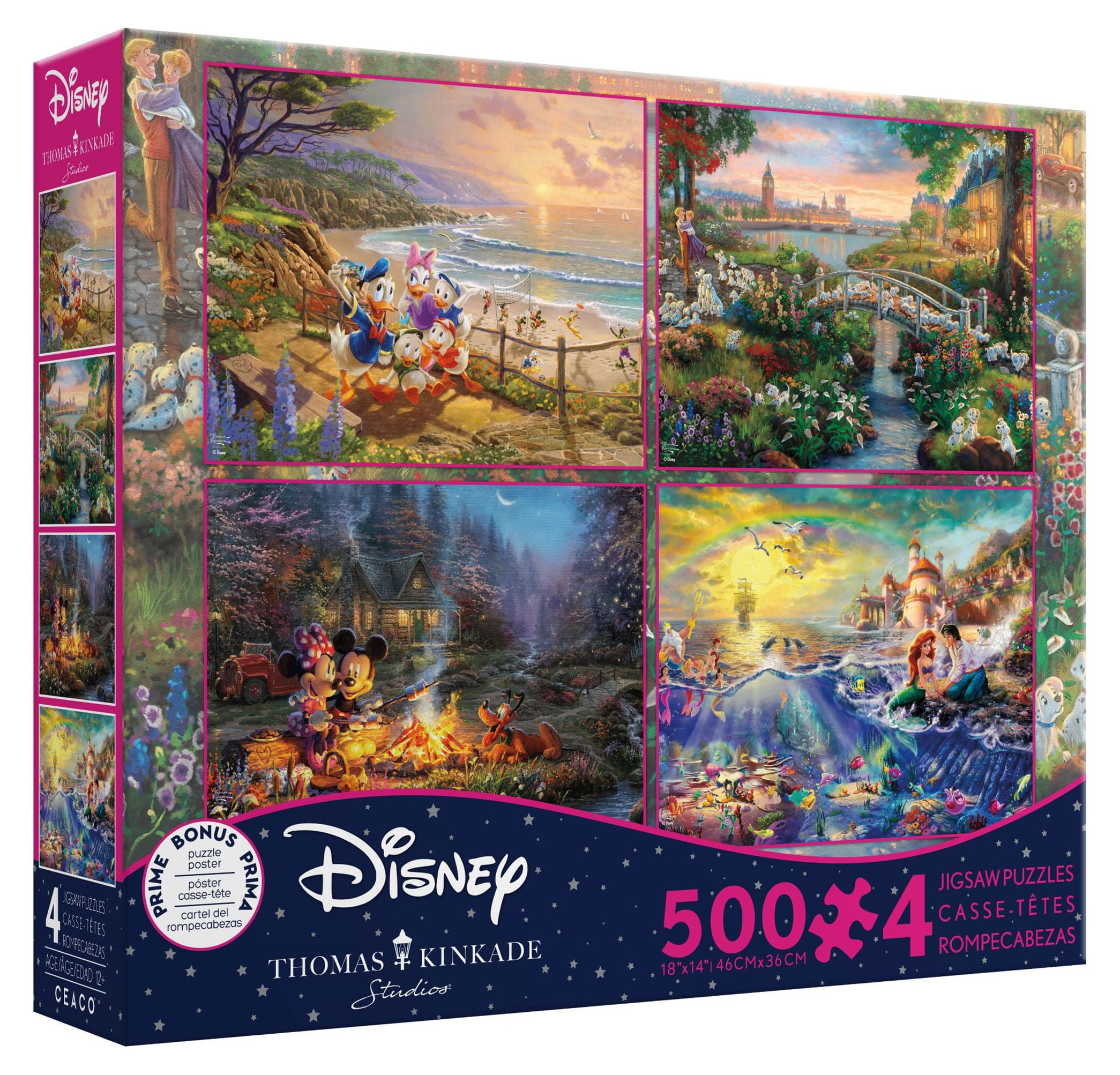 Ceaco Four 500-Piece Thomas Kinkade Disney Multipack Interlocking Jigsaw  Puzzle 