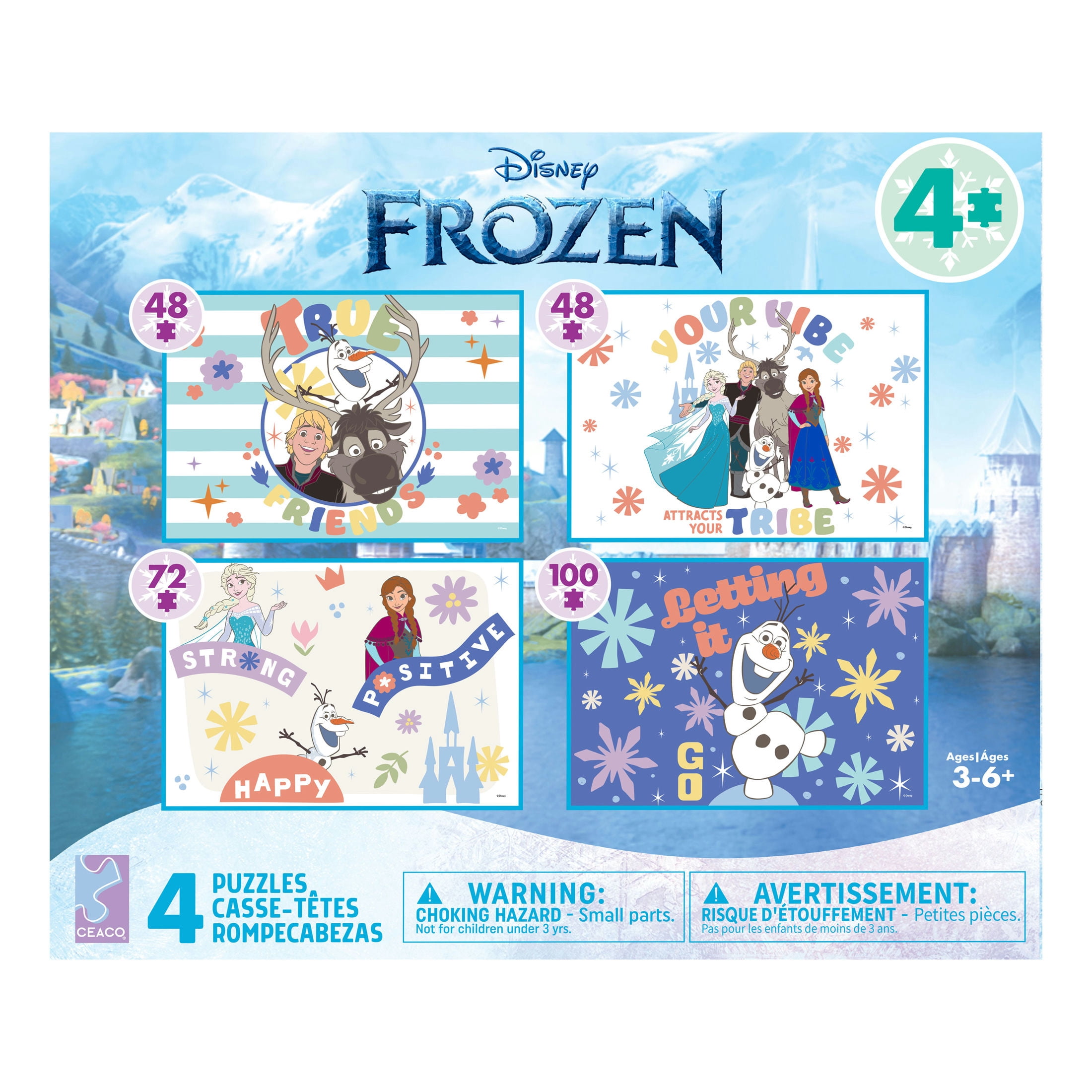 Ceaco Frozen 4-in-1 Multipack Interlocking Jigsaw Puzzles for Children Ages 6+