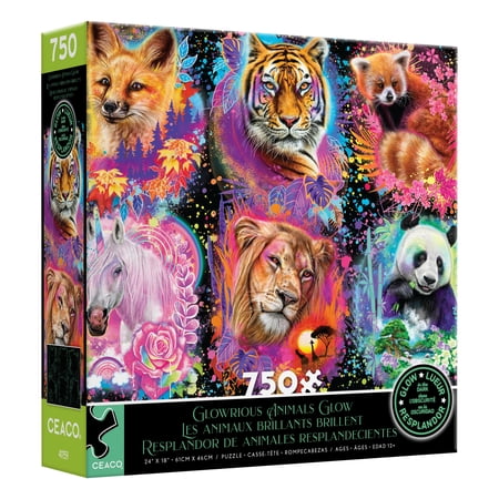 Ceaco Glowrious Animals Glow (Sheena Pike) 750 Piece Interlocking Jigsaw Puzzle