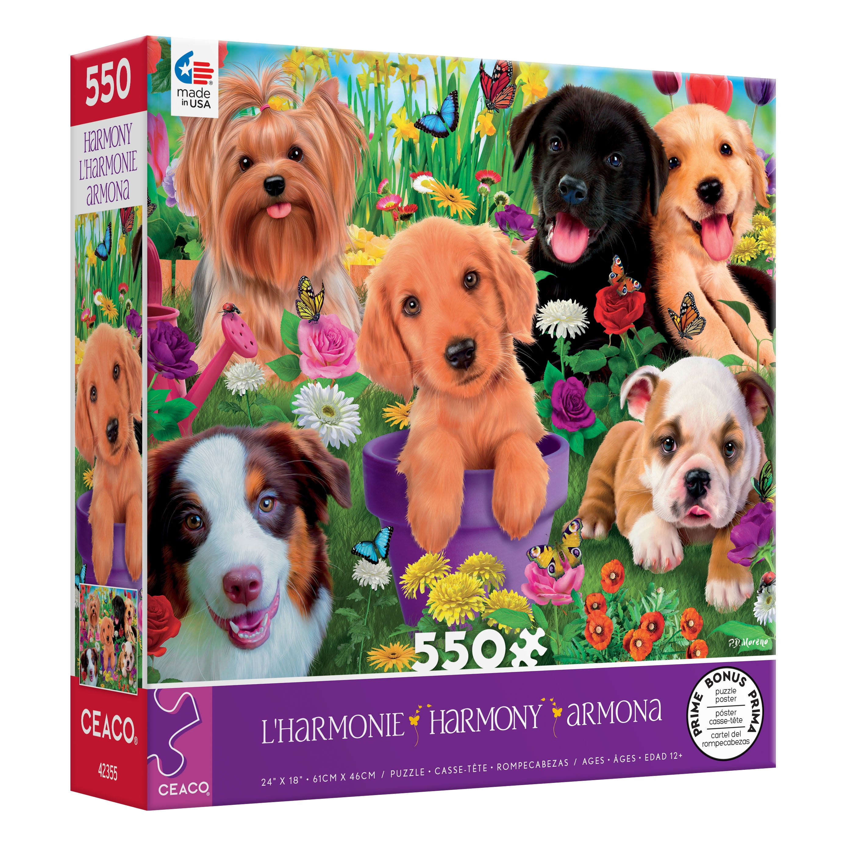 Ceaco Harmony Garden Dogs 550 Piece Jigsaw Puzzle