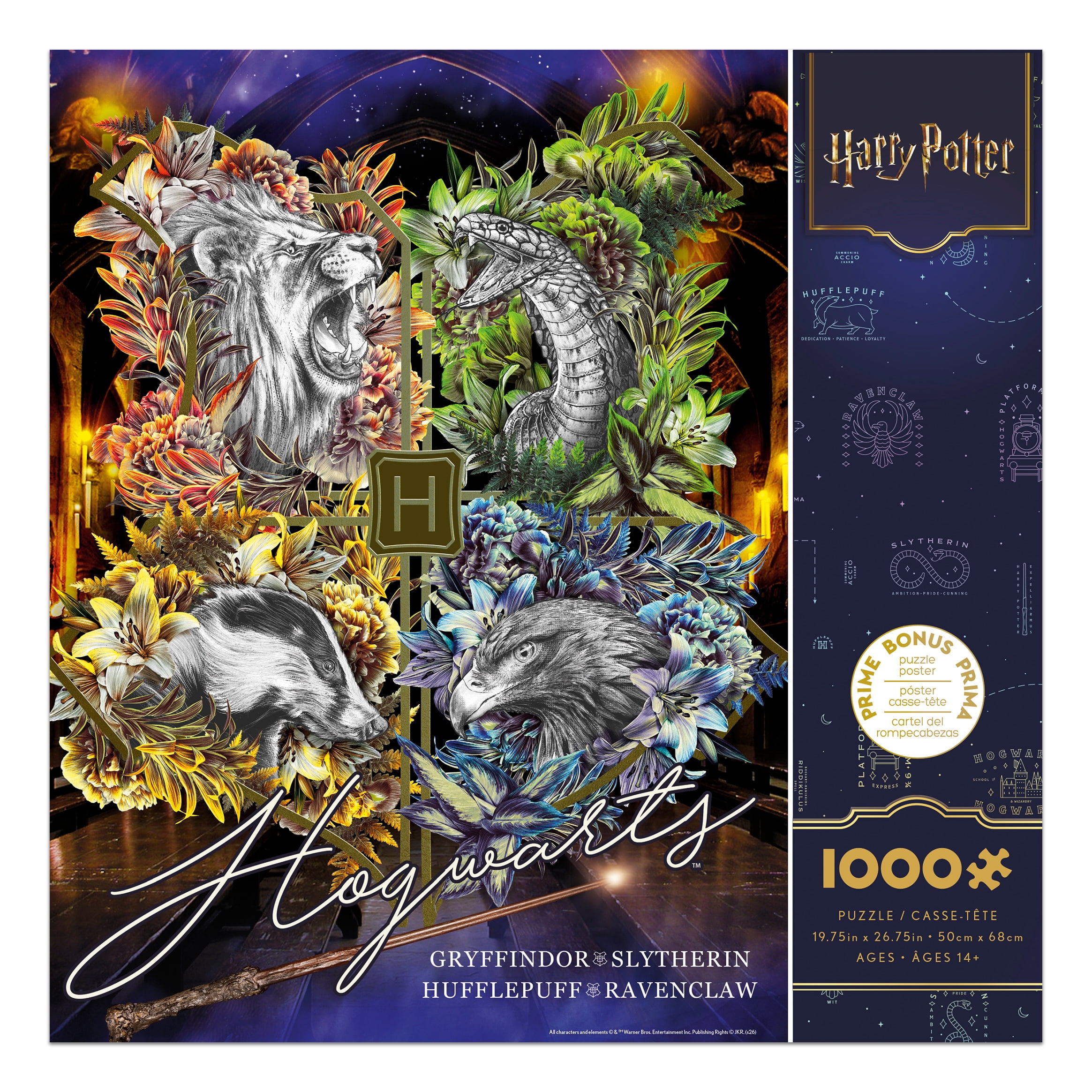 Ceaco Harry Potter Hogwarts Crest and Houses 1000-Piece Interlocking Jigsaw Puzzle for Children Ages 14+
