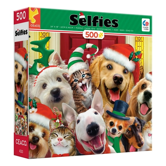 Ceaco Holiday Dogs Selfies (Howard Robins) 500 Piece Interlocking Jigsaw Puzzle
