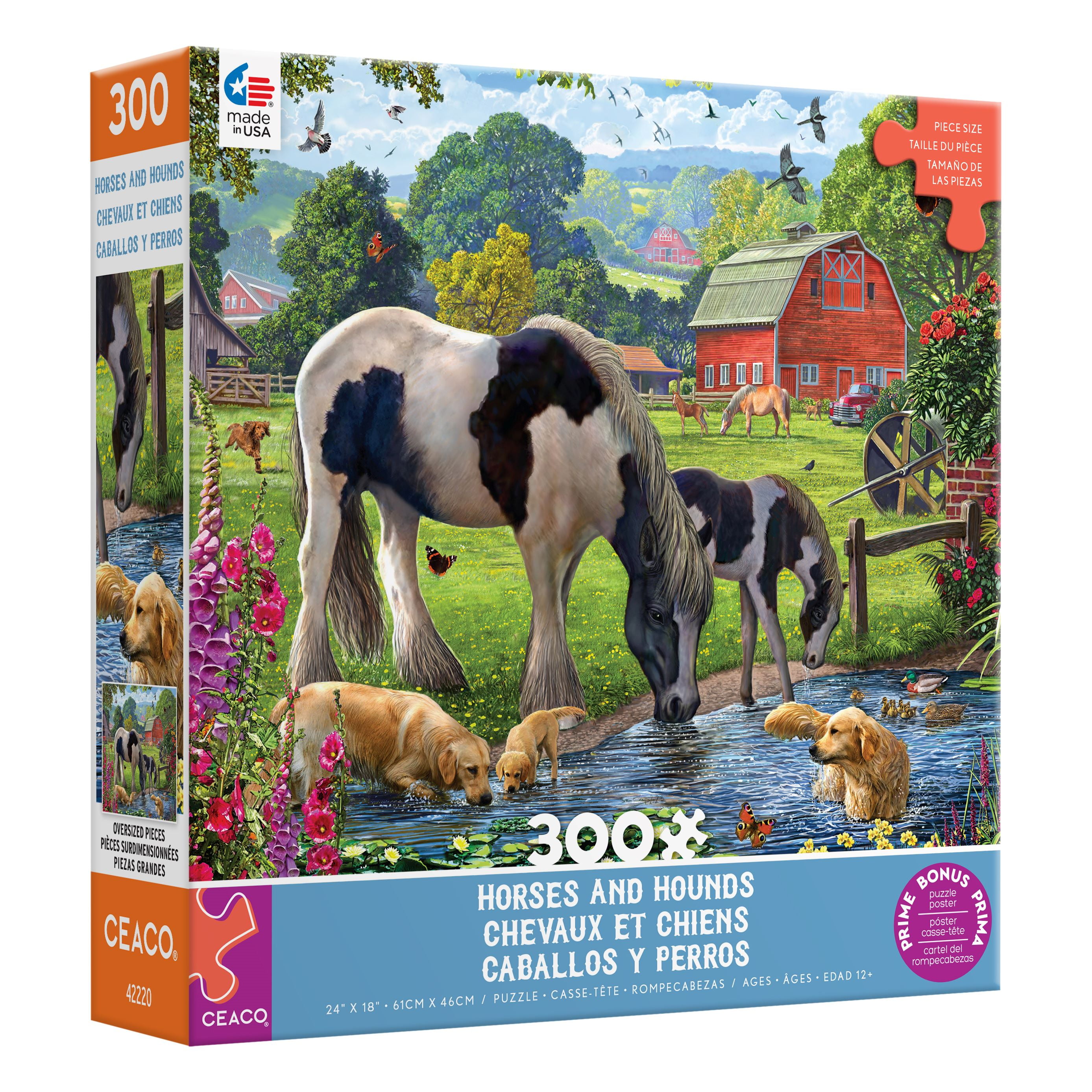 Ceaco Horses and Hounds (Steve Crisp) 300 Piece Interlocking Jigsaw Puzzle