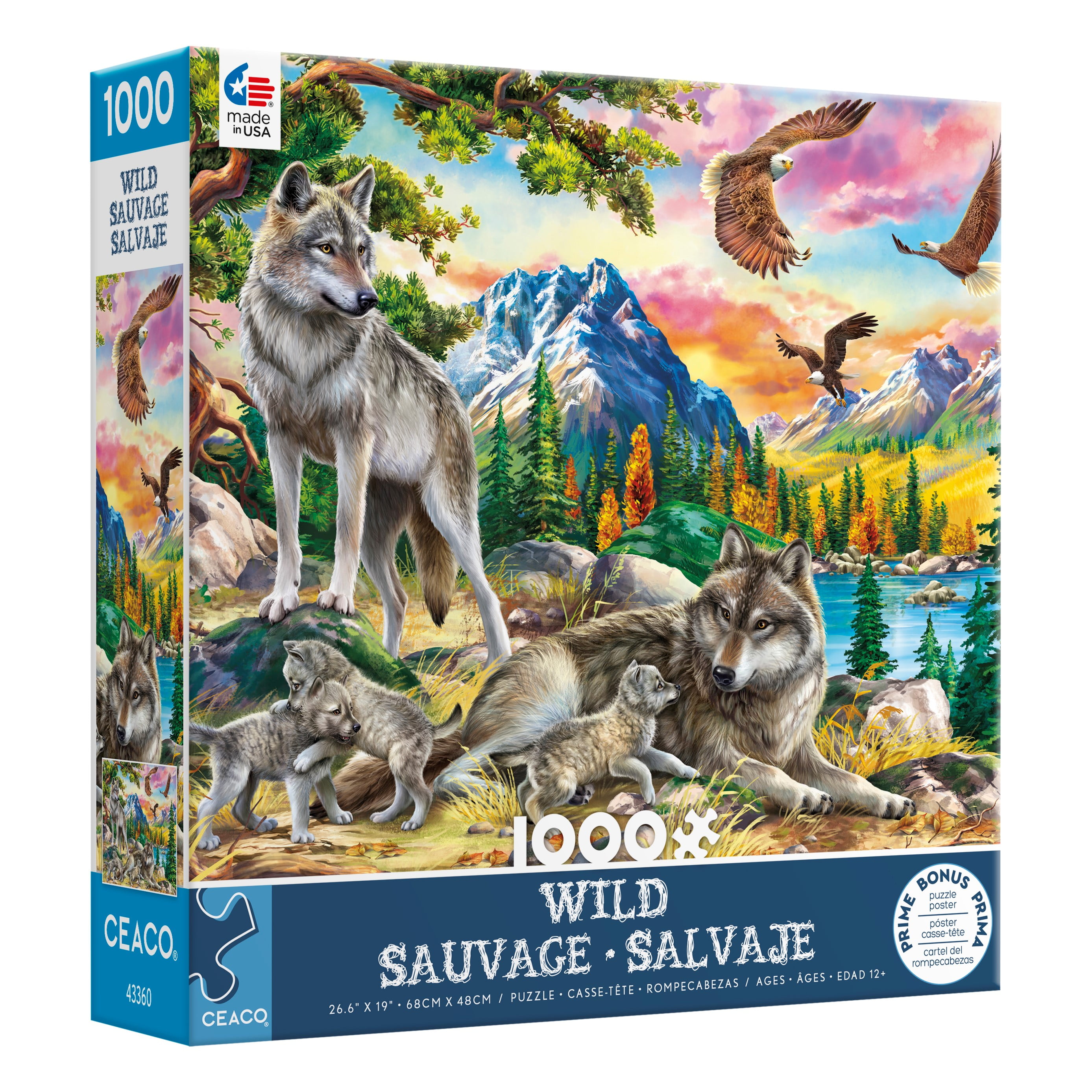 Ceaco - Image World - Wild - Wolves and Eagles - 1000 Piece Interlocking Jigsaw Puzzle