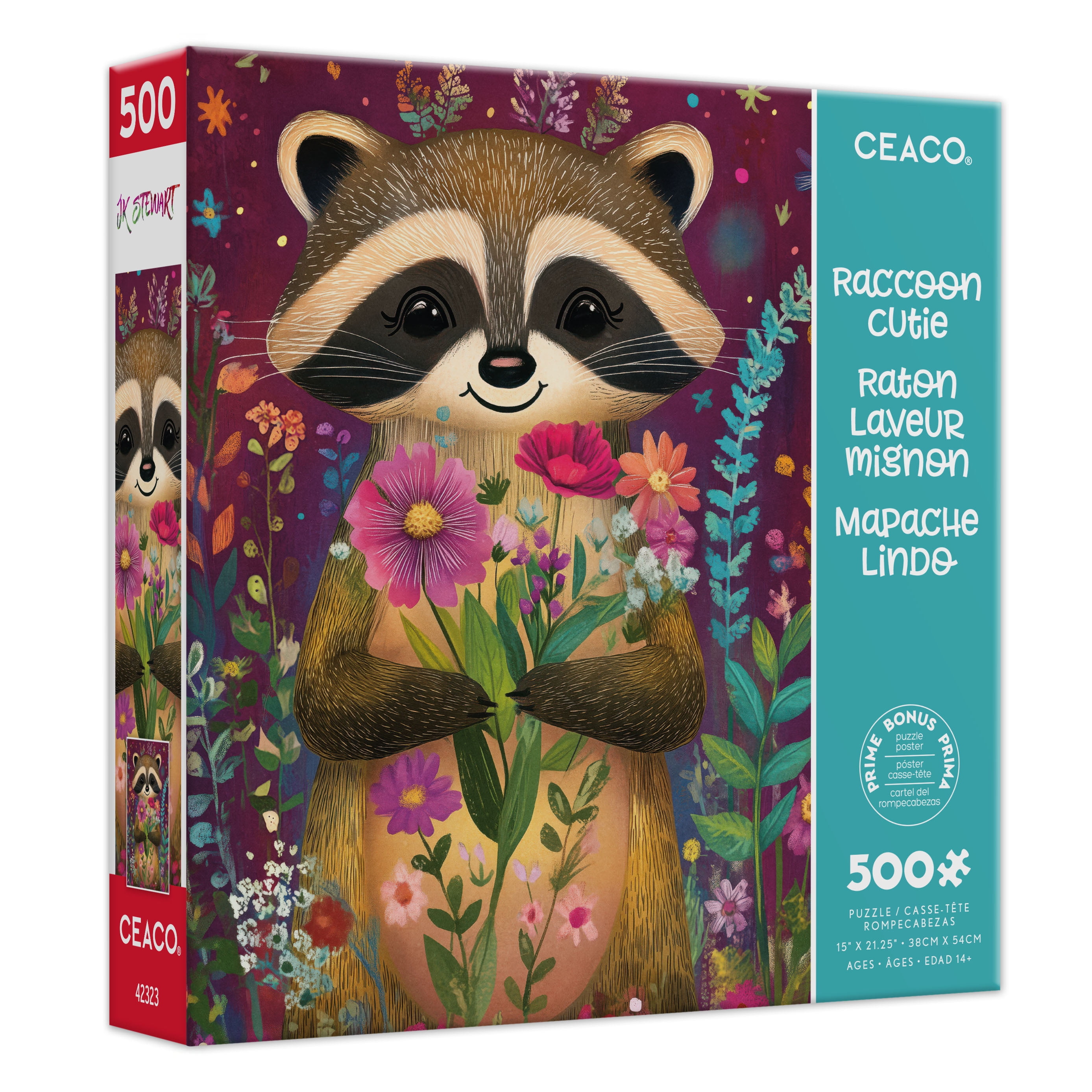 Ceaco JK Stewart Durwaigh Raccoon Cutie 500-Piece Interlocking