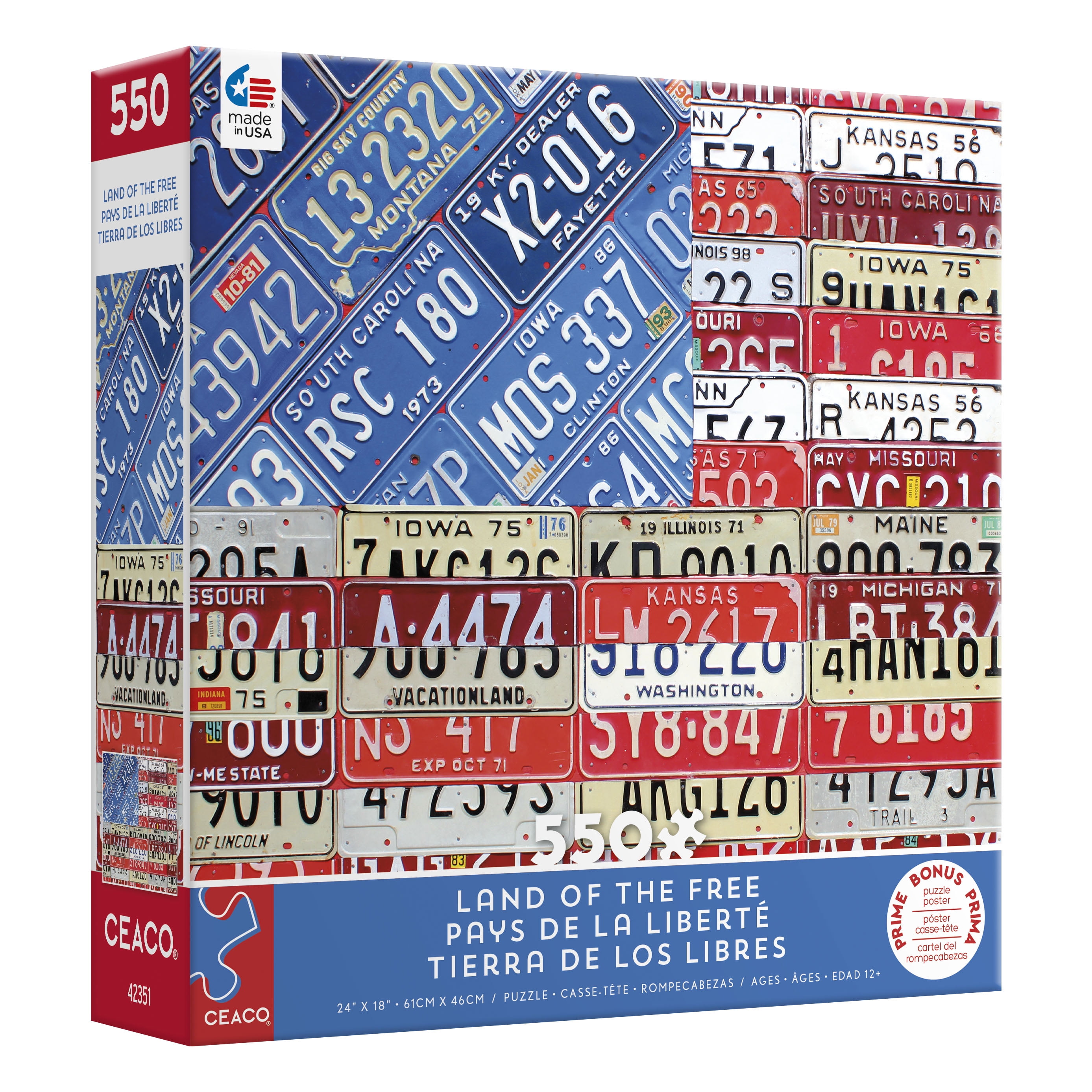 Ceaco - Land of the Free - License Plates - 550 Piece Interlocking Jigsaw Puzzle