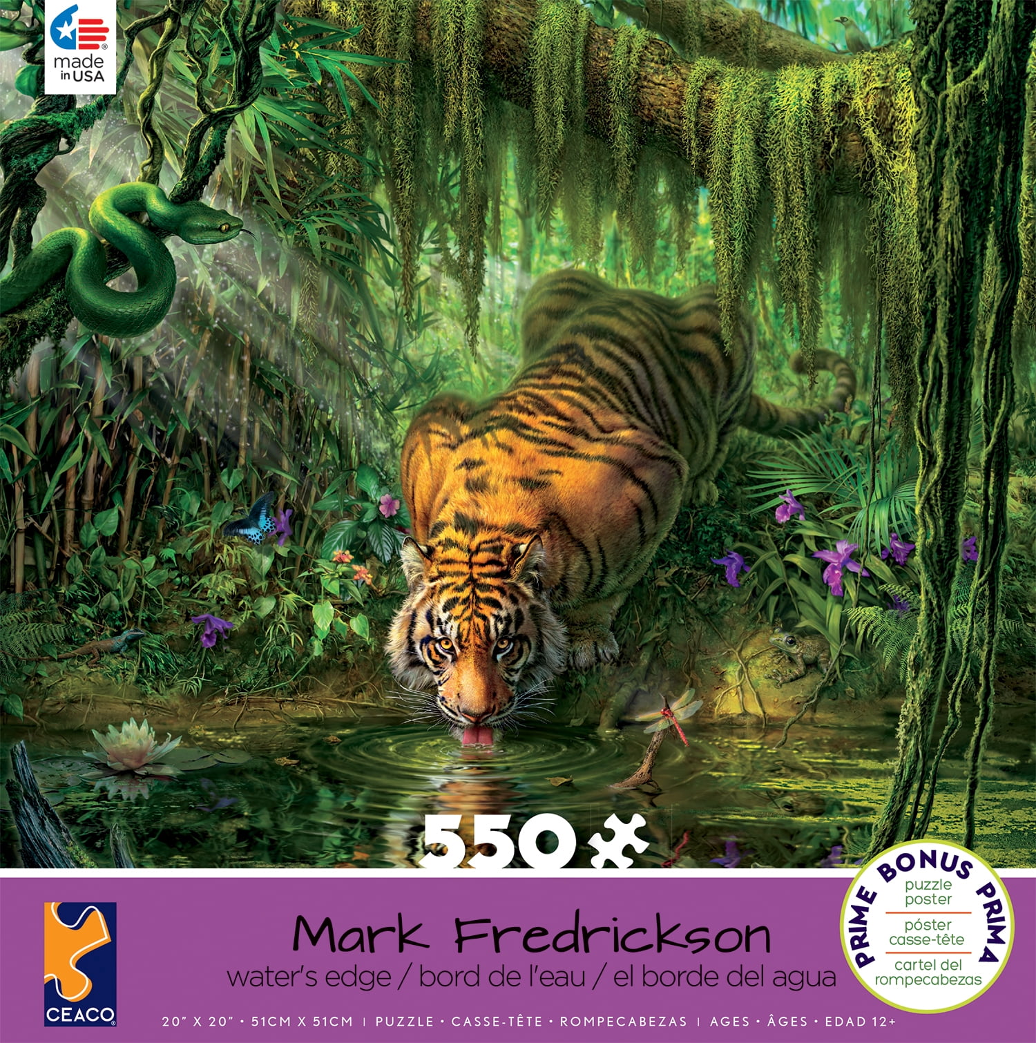 Ceaco Mark Fredrickson Waters Edge Tiger Puzzle, 550 Piece