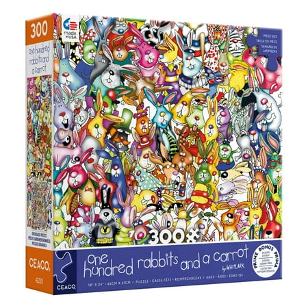 Ceaco - One Hundred And One - One Hundred Rabbits And A Carrot - 300 Piece Oversized Interlocking Jigsaw Puzzle