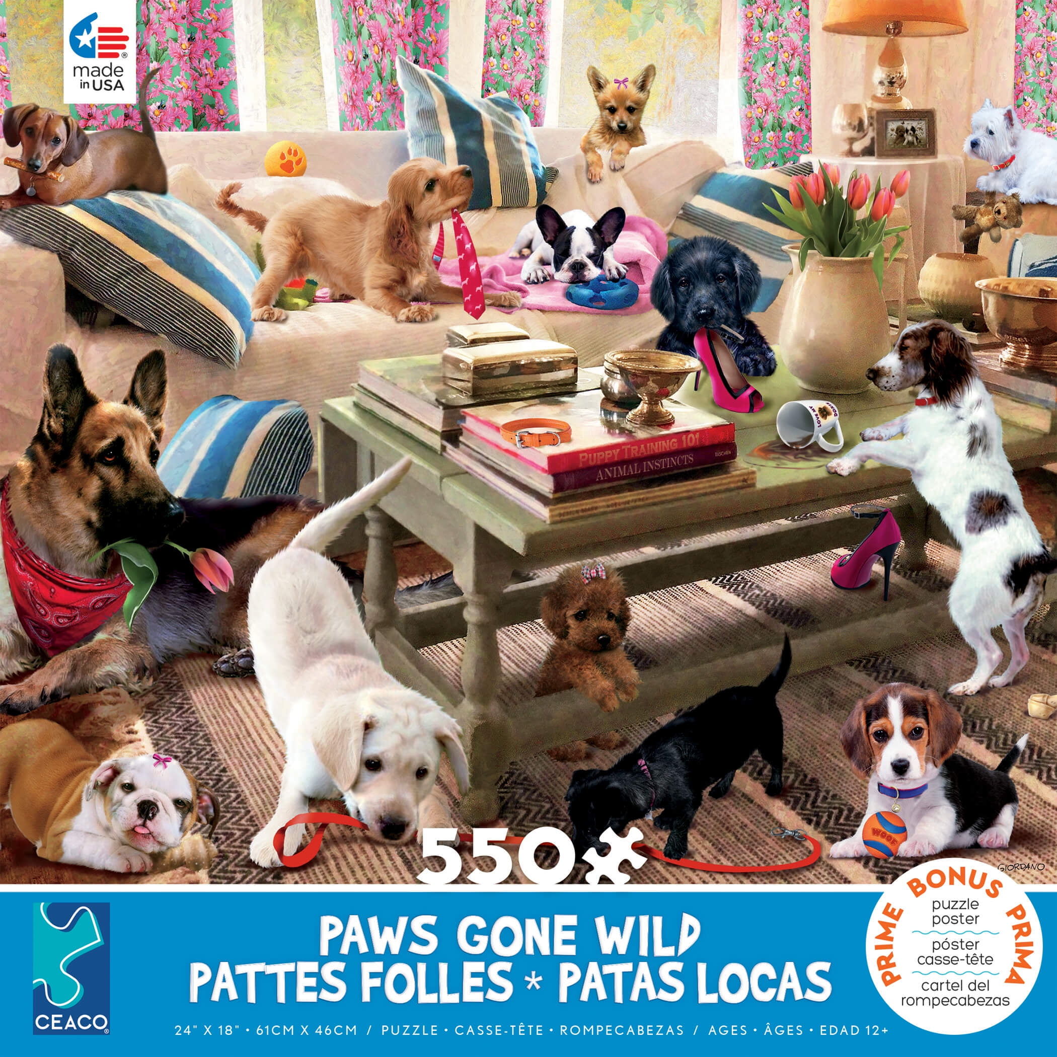 Ceaco - Paws Gone Wild - Living Room Rompers - 550 Piece Jigsaw Puzzle ...