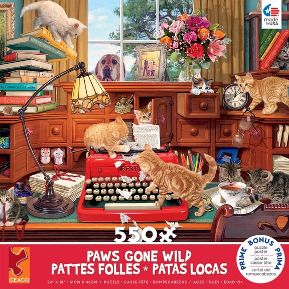 Ceaco - Paws Gone Wild - Writers Block - 550 piece Jigsaw Puzzle