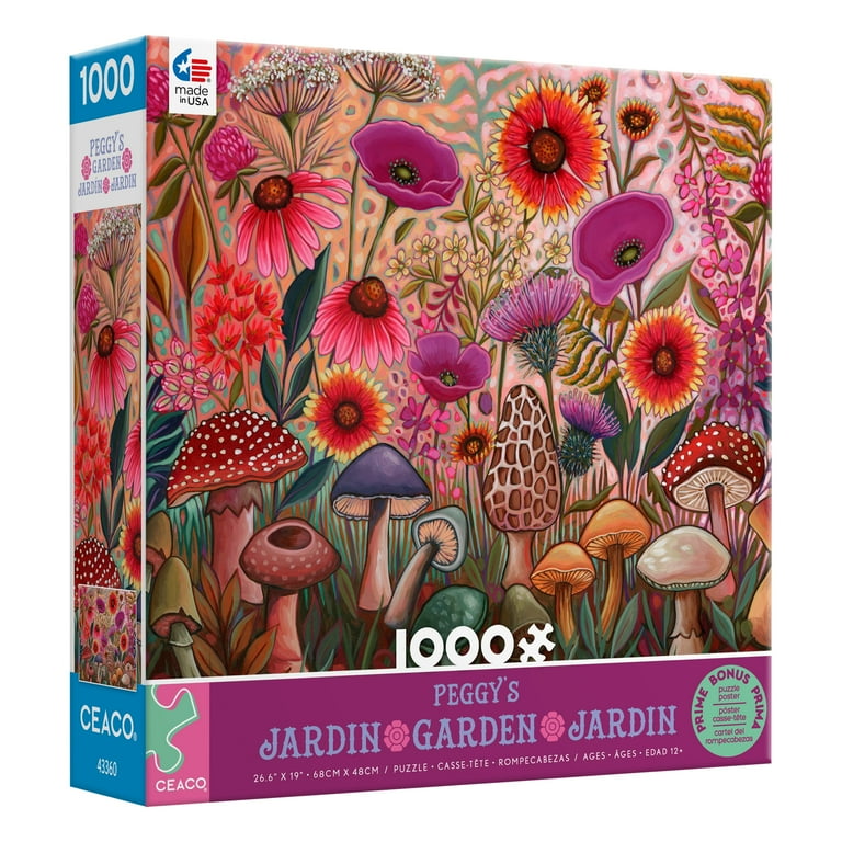 Ceaco 1000 Piece Peggy's Garden Puzzle, Vibrant Garden Flowers and