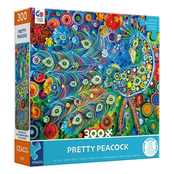 Ceaco 300-Piece Gail Marie Pretty Peacock Interlocking Jigsaw Puzzle