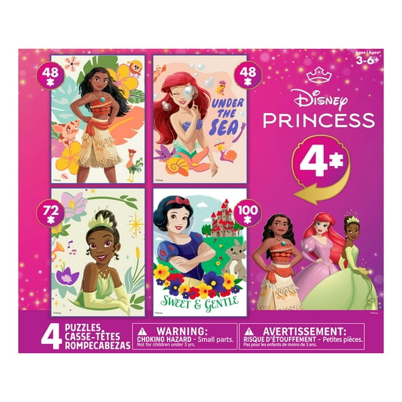 Ceaco Princess Kids 4-in-1 Multipack Interlocking Jigsaw Puzzles for Children Ages 6+