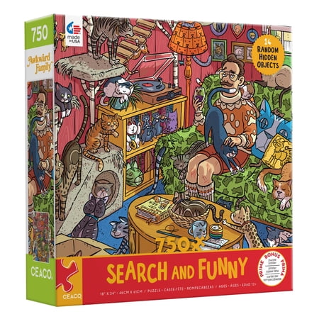 Ceaco - Search and Funny - Crazy Cat Guy - 750 Piece Jigsaw Puzzle