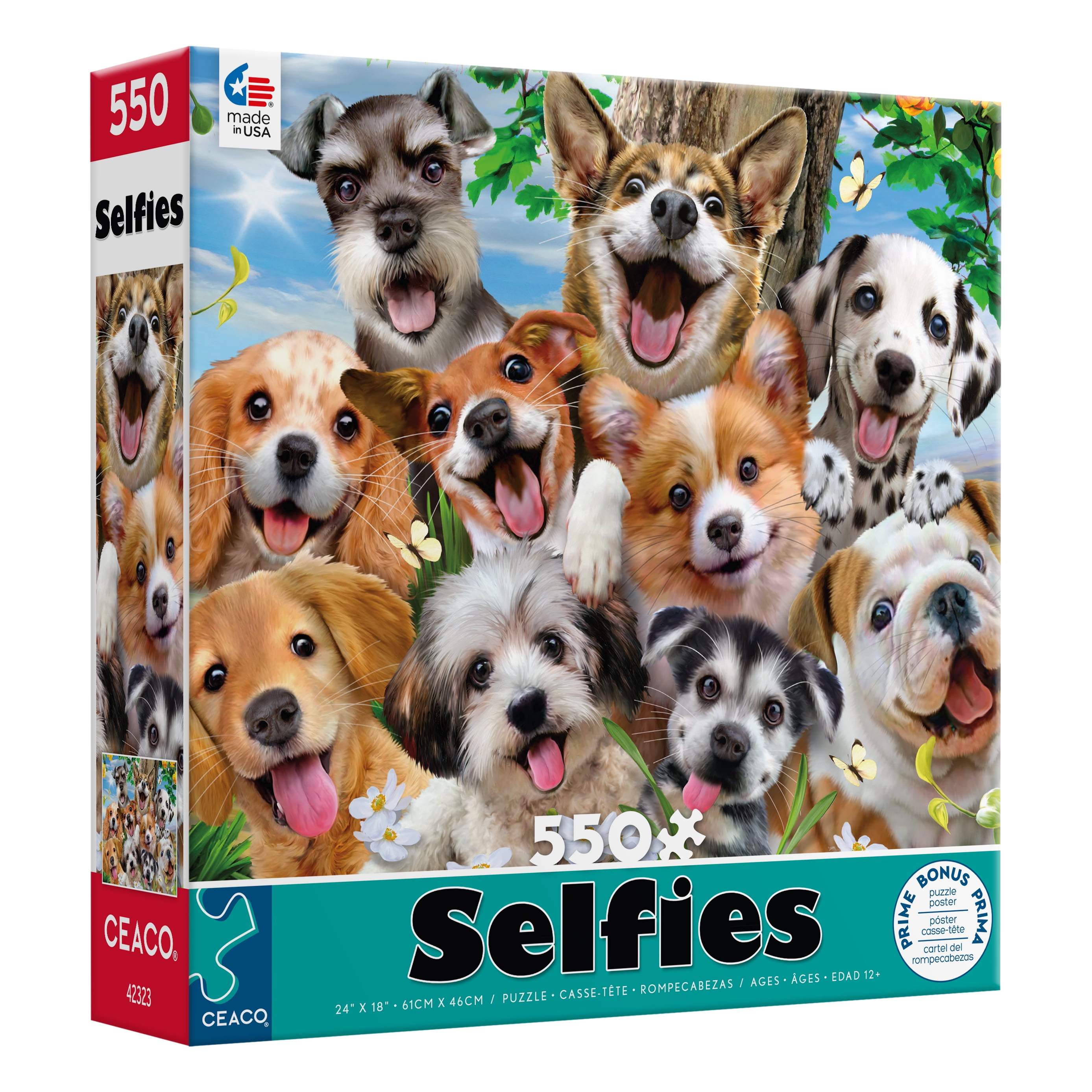 Ceaco - Selfies - Selfie Pups - 550 Piece Interlocking Jigsaw Puzzle