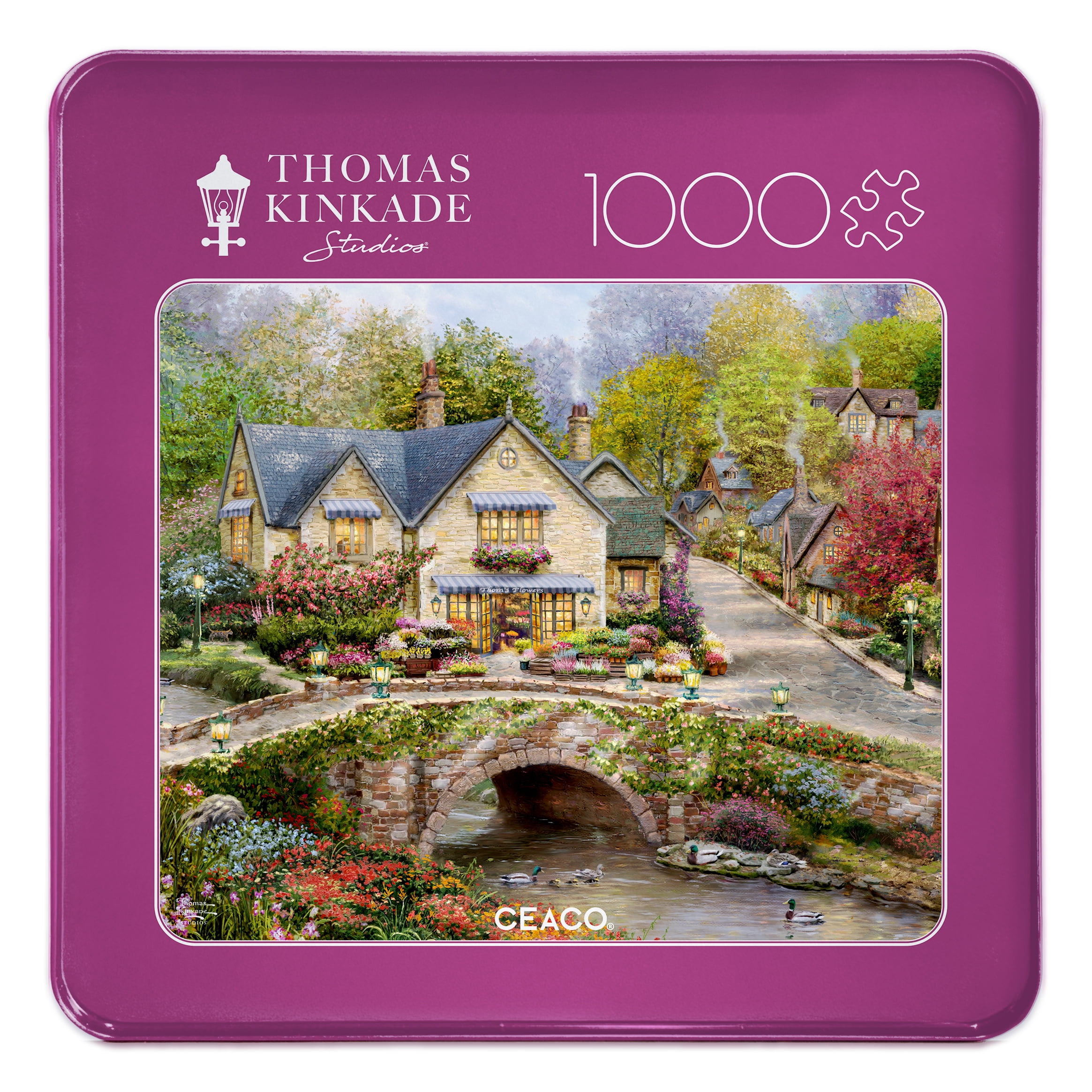 Ceaco Summer in Cobblestone Village 1000-Piece Interlocking Jigsaw Puzzles for Adults Ages 14+