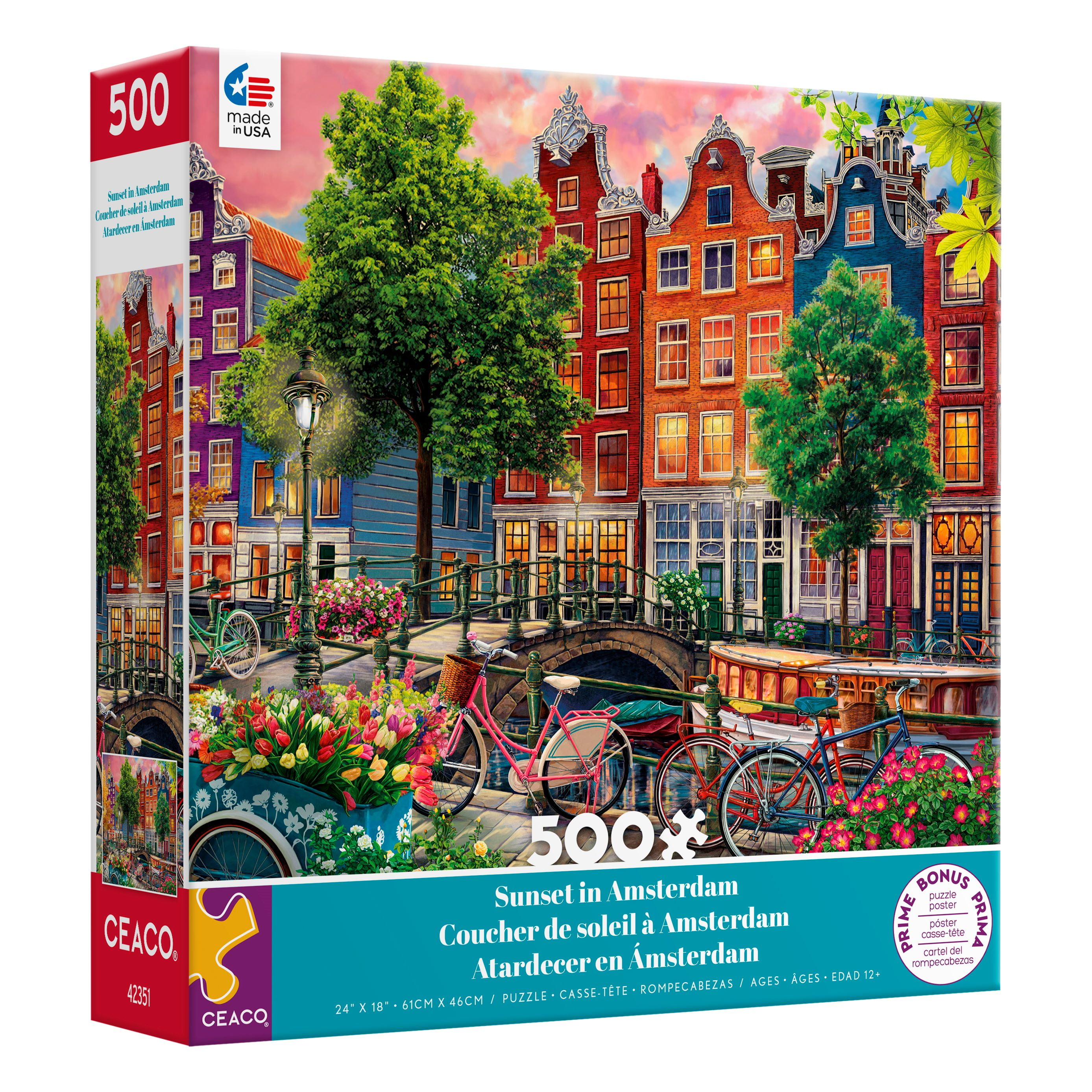 Ceaco Sunset in Amsterdam 500-Piece Interlocking Jigsaw Puzzle for