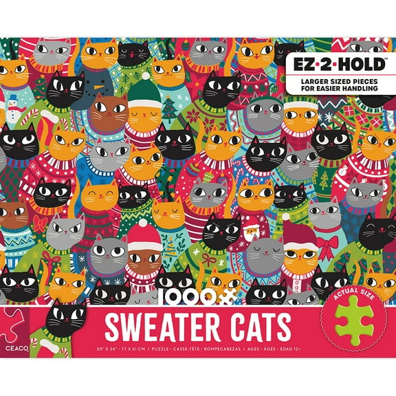 Ceaco Sweater Cats 1000 Piece Oversized Interlocking Jigsaw Puzzle