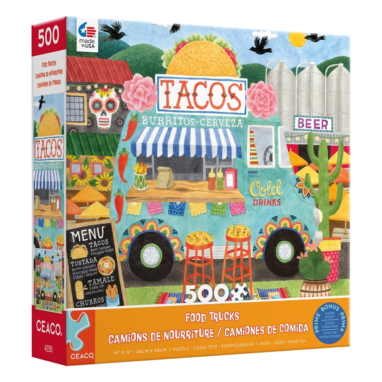 Ceaco Peggy Davis Food Trucks 500-Piece Interlocking Jigsaw Puzzle