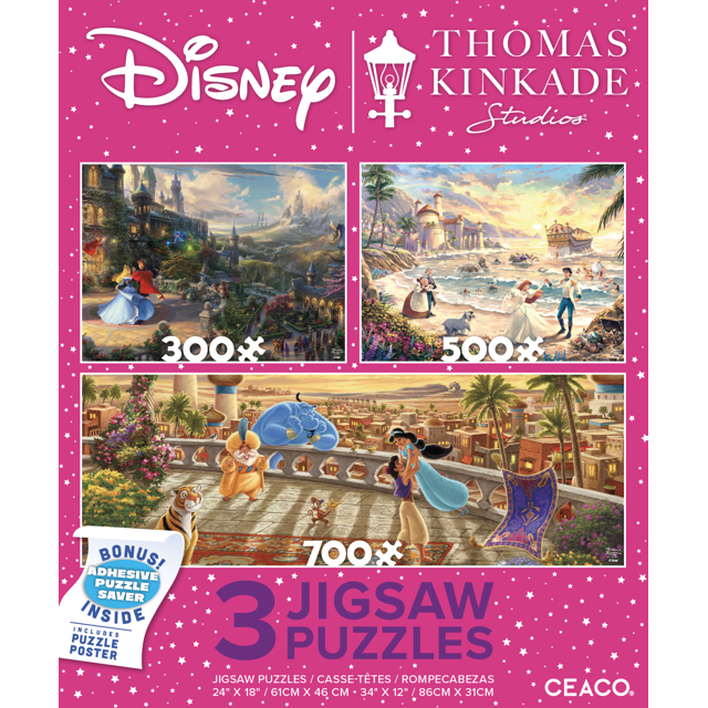 Ceaco Thomas Kinkade Disney Princesses Three Interlocking Jigsaw