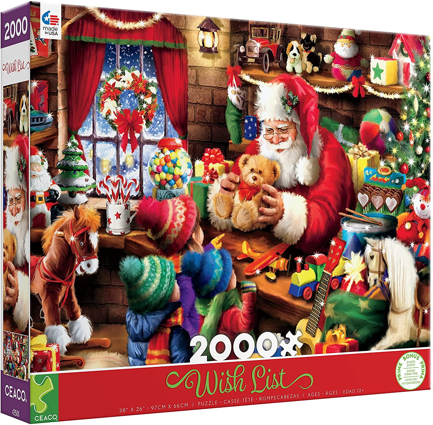 Ceaco Puzzle Von Thomas Kinkade – 'A Christmas Wish', 1000 Teile, 66,6 X 48,9 Cm, Inkl. Poster, Aus Recycelten Materialien