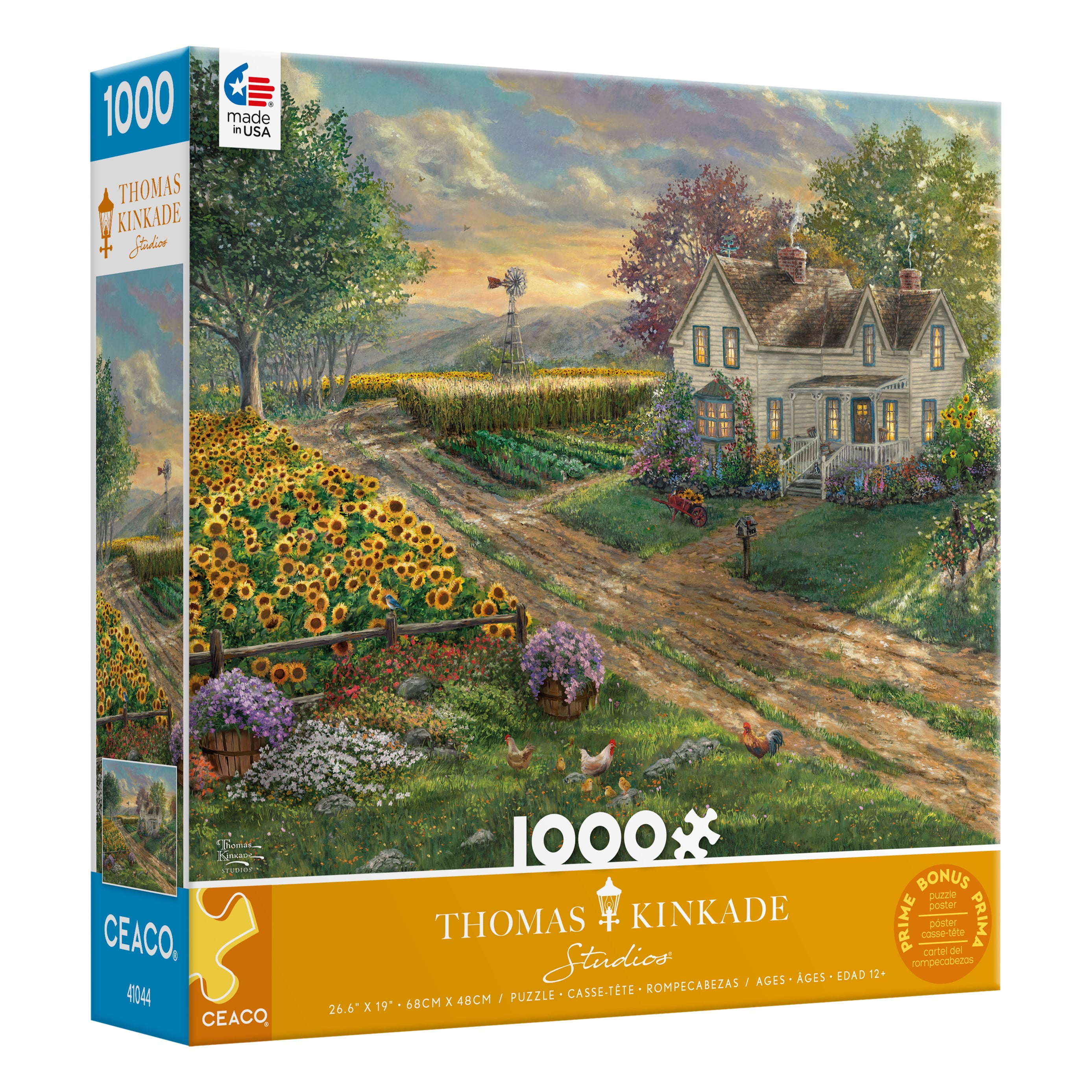 Ceaco - Thomas Kinkade - Sunflower Fields - 1000 Piece Interlocking Jigsaw Puzzle