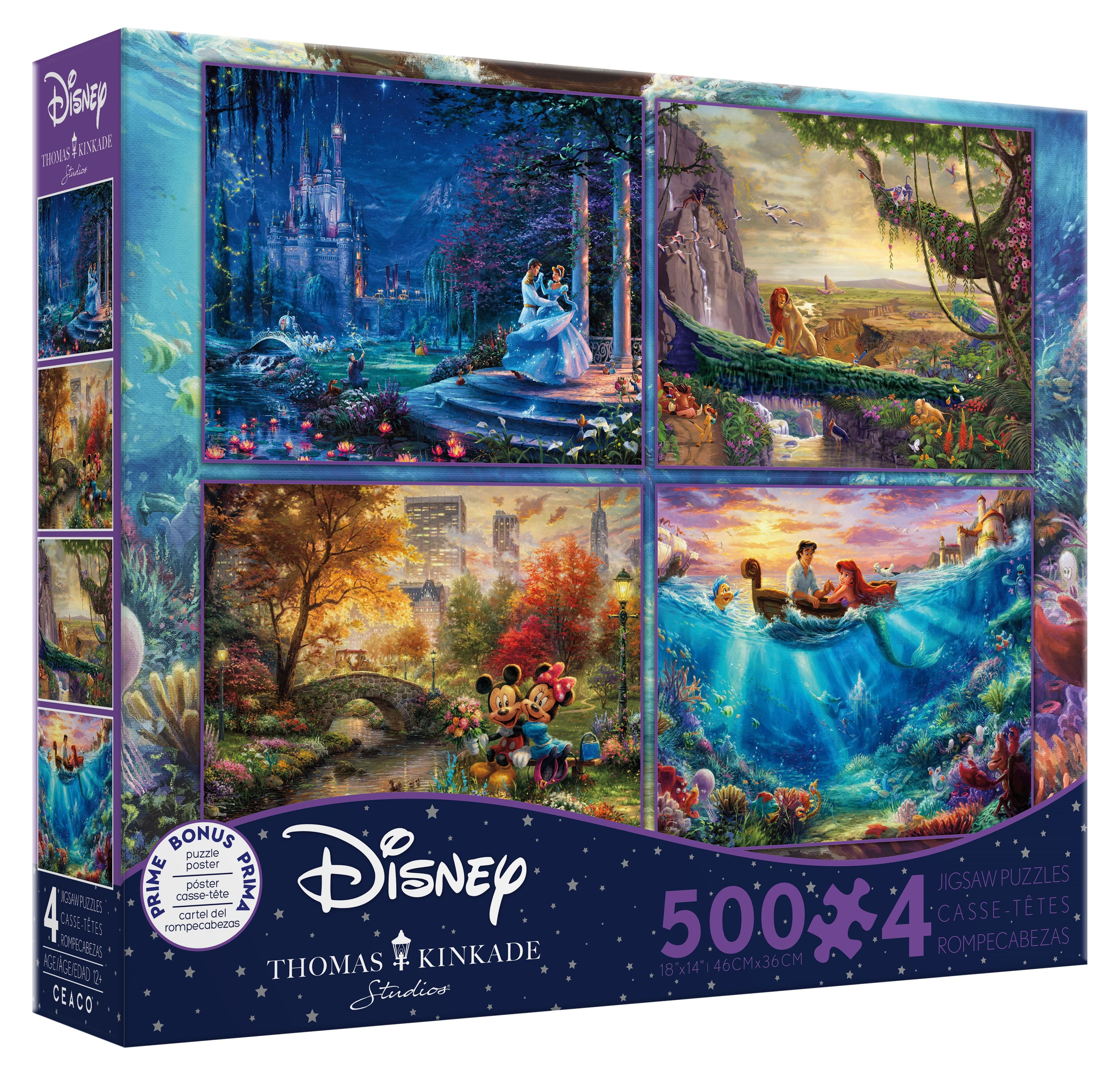 Ceaco, Thomas Kinkade Disney Collection, 4 in 1 Multipack, 500