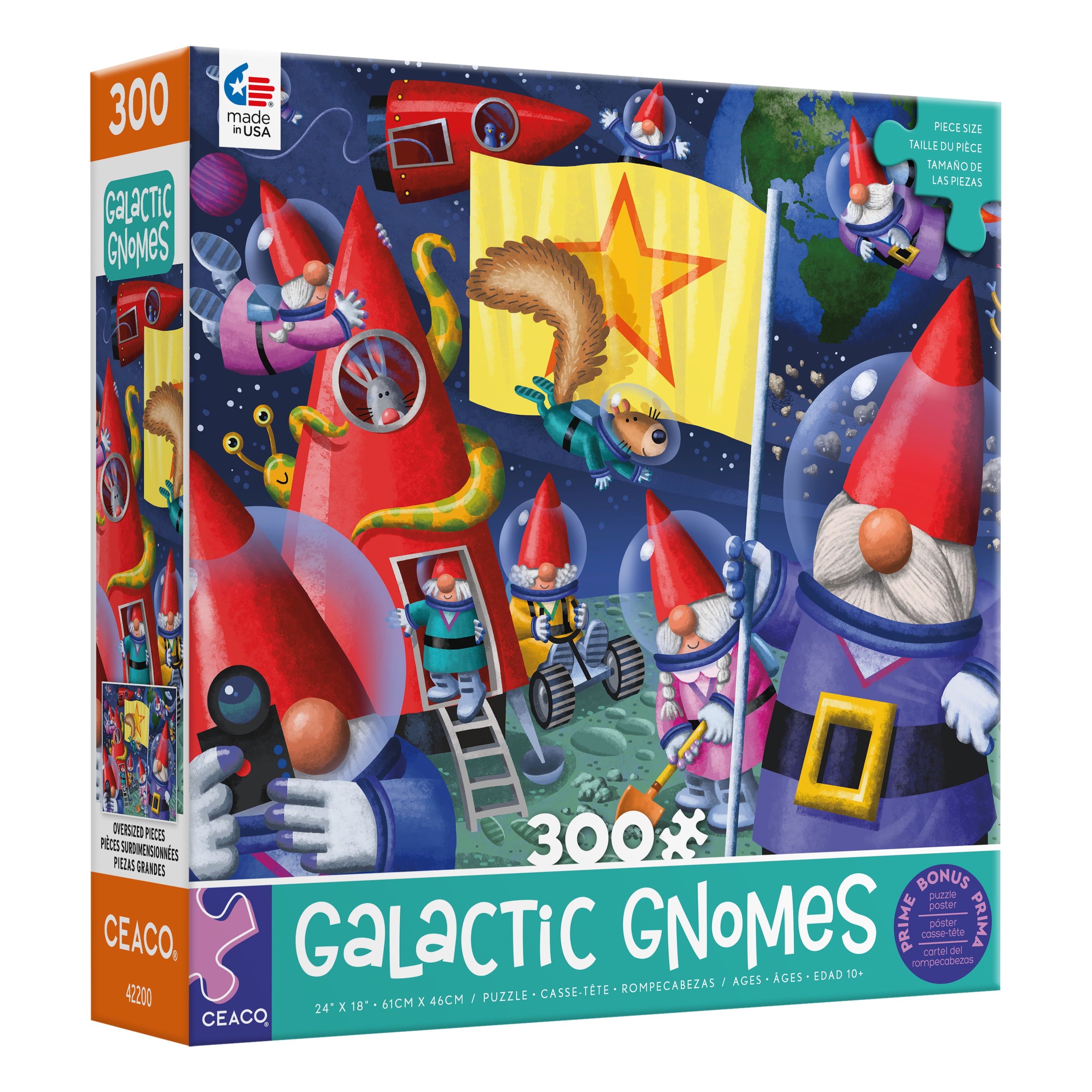 Ceaco Tim Bowers Gnomes in Space 300 Piece Colorful Recycled